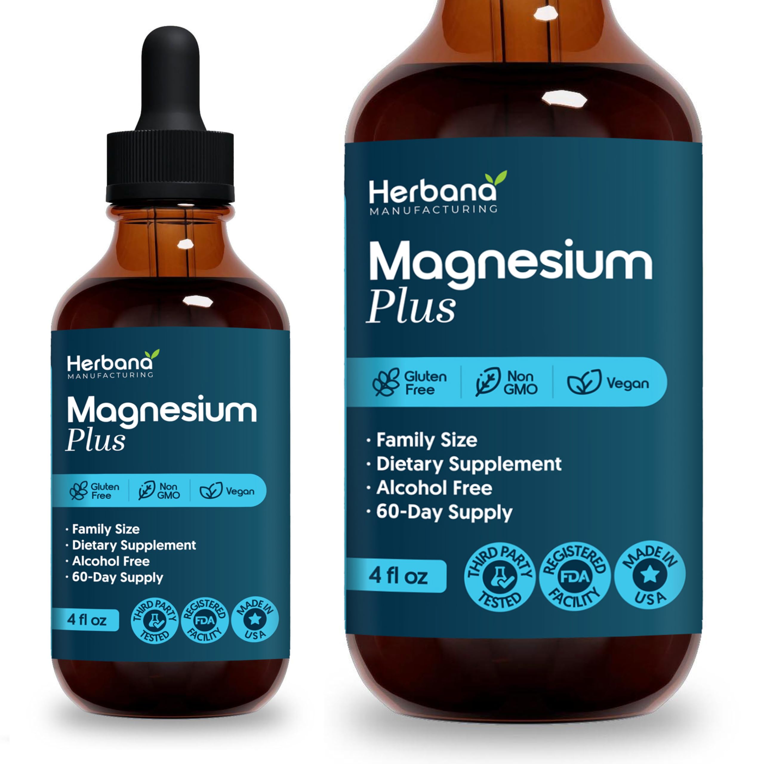 Herbana Magnesium Complex Plus bottle, 4 oz, for daily stress support.