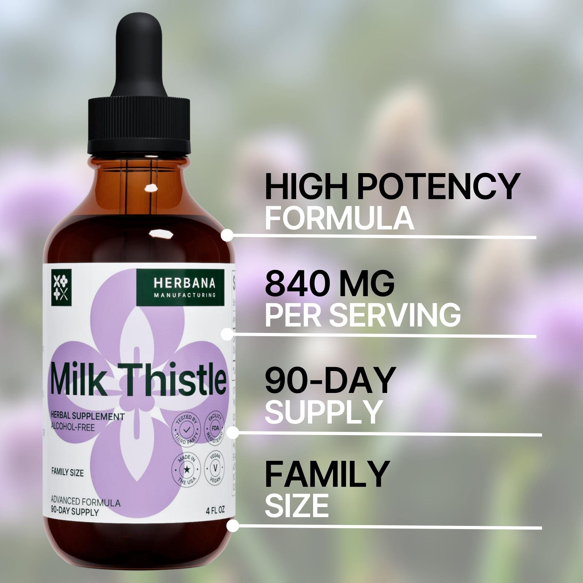 Herbana Milk Thistle amber bottle preserving potency and freshness