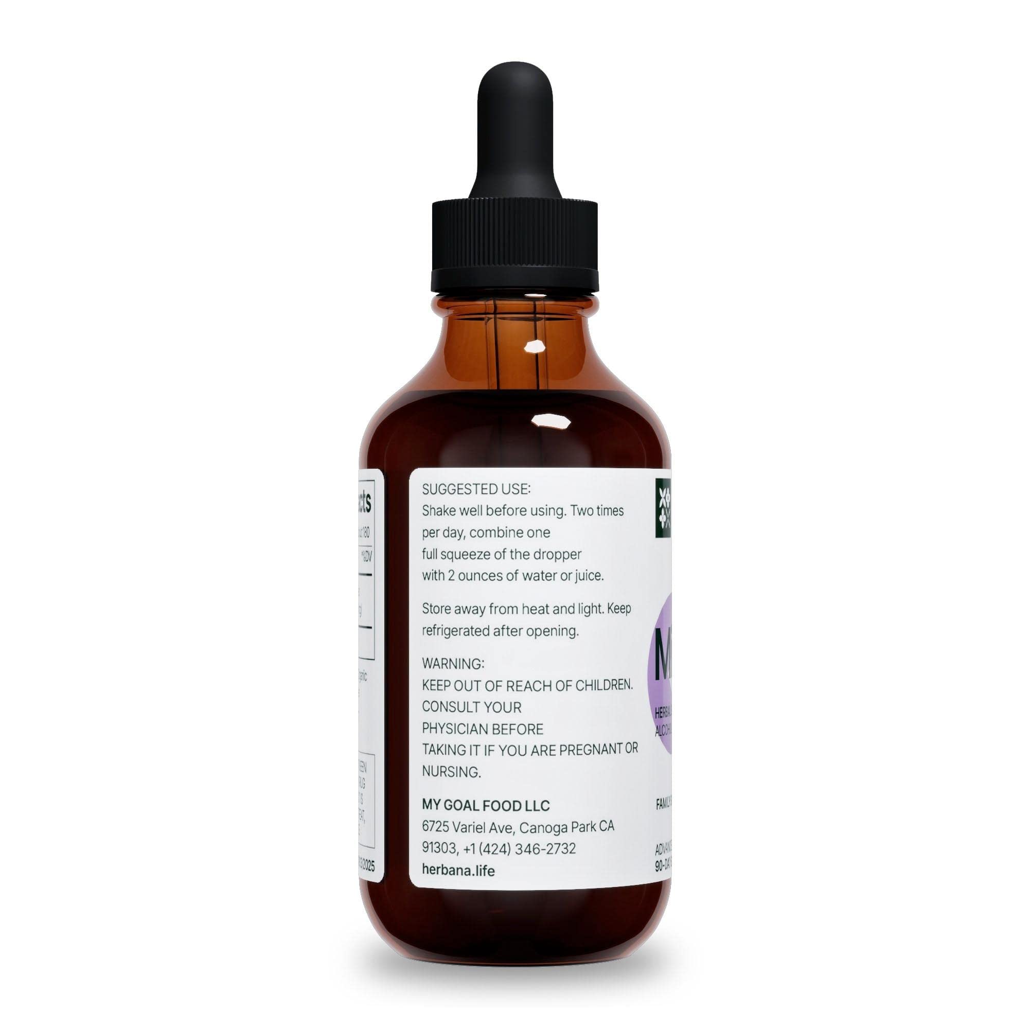 Herbana Milk Thistle drops poured into a glass for daily use