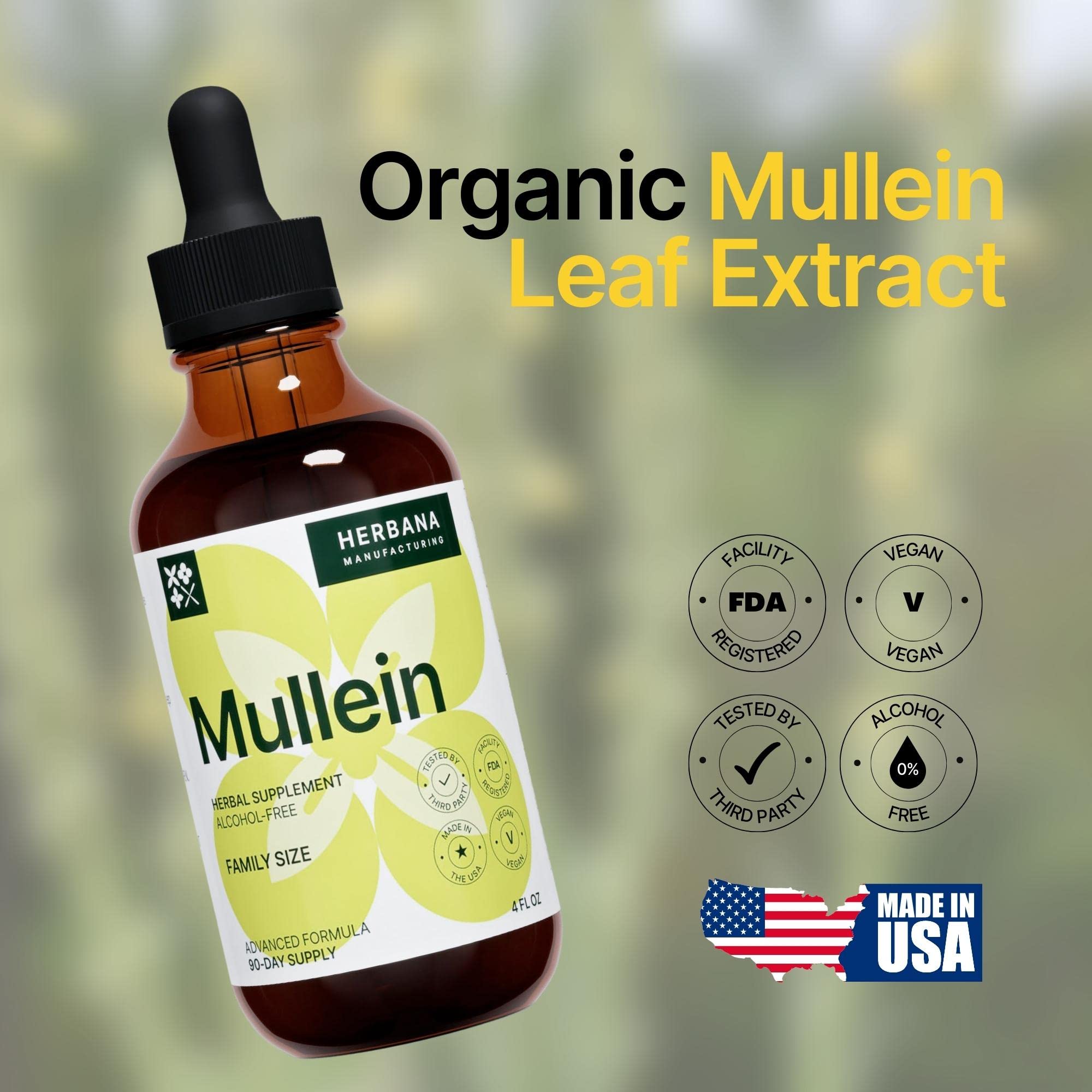 Leaf texture and mullein plant illustration on packaging