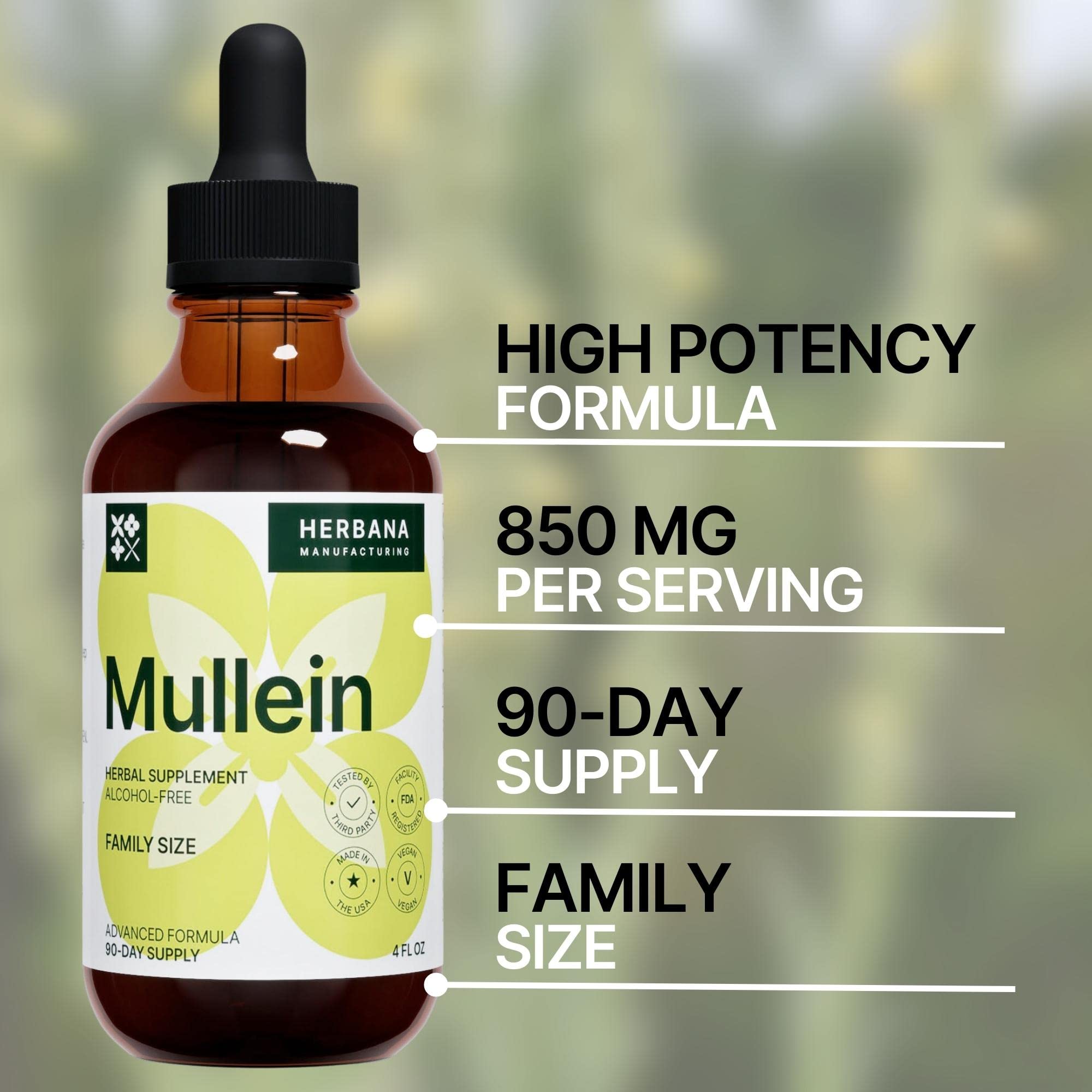 Pouring mullein extract into water for easy dosing