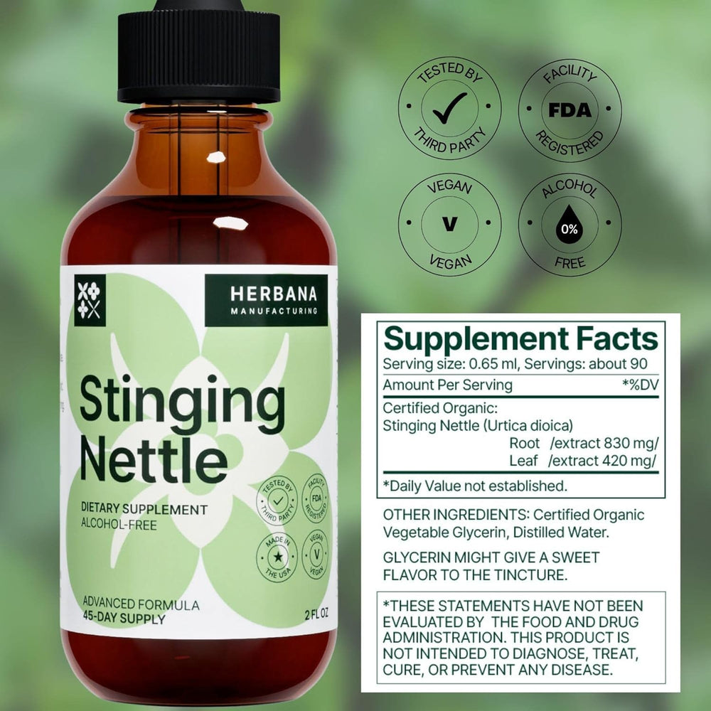 Herbana nettle dropper provides convenient daily dosing