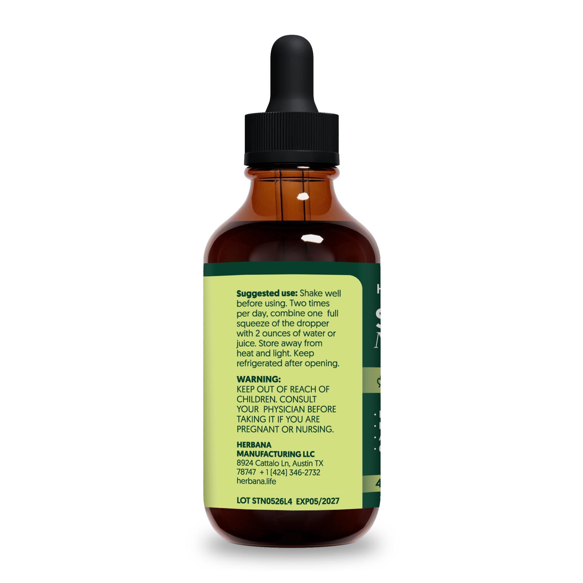 HERBANA USA-made nettle supplement label indicating quality.