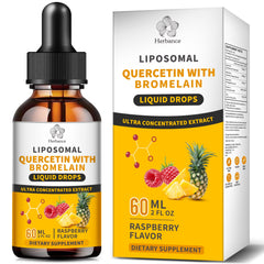 Herbance liposomal quercetin bottle showcases high-absorption antioxidant support.