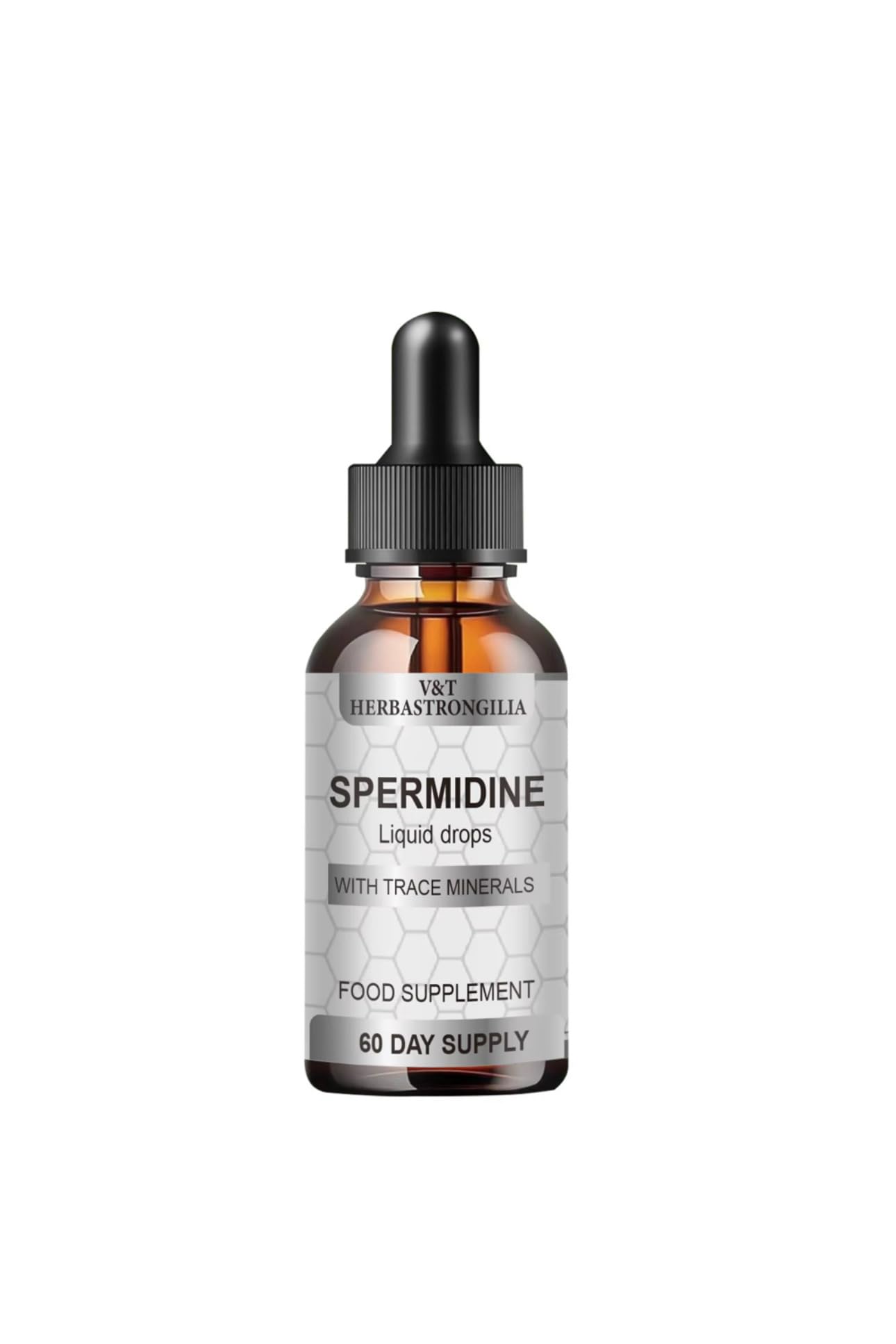 Herbastrongilia V&T Spermidine Liquid Drops bottle pour for daily wellness use.