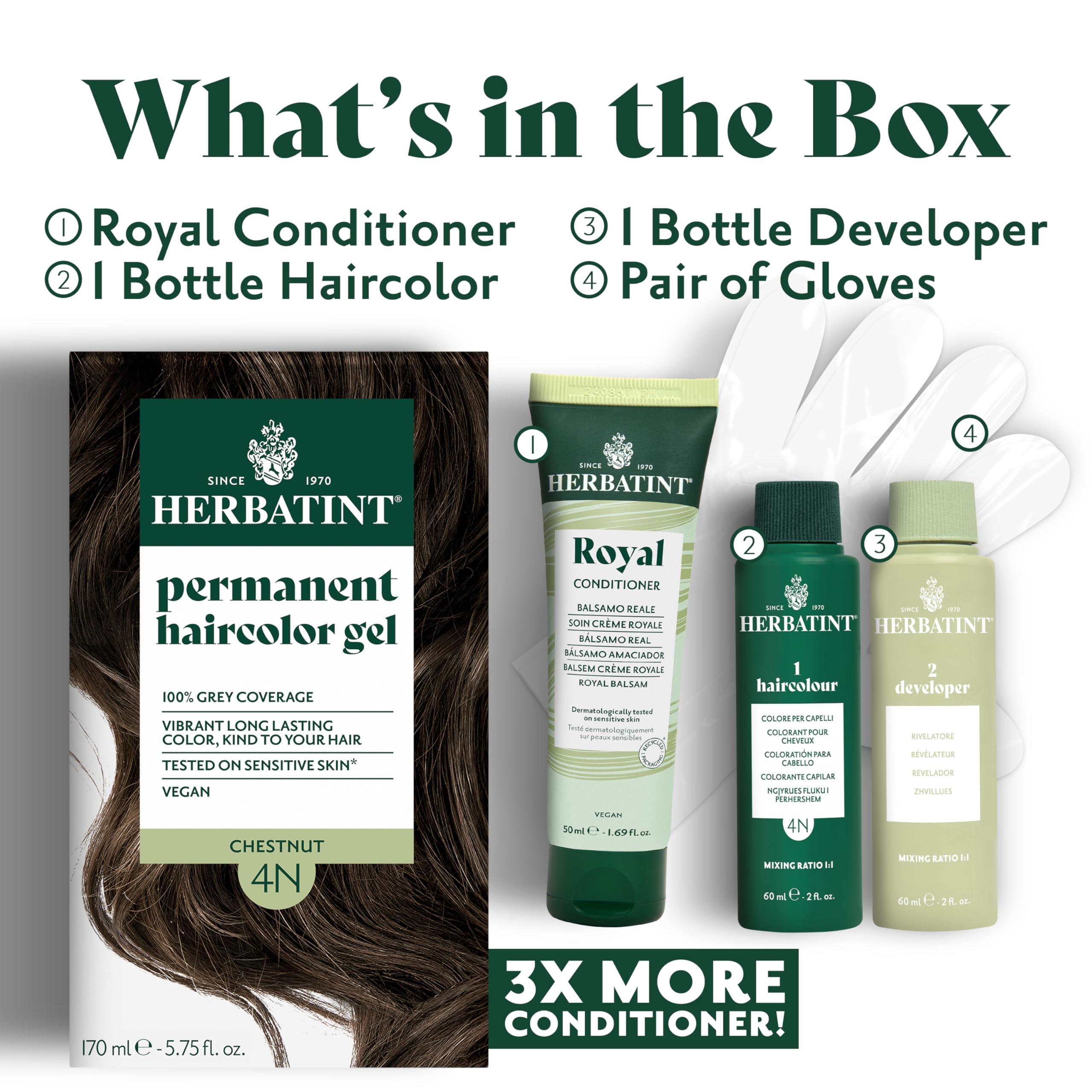 Herbatint dyed hair in natural-tone detail demonstrates realistic 6N results.
