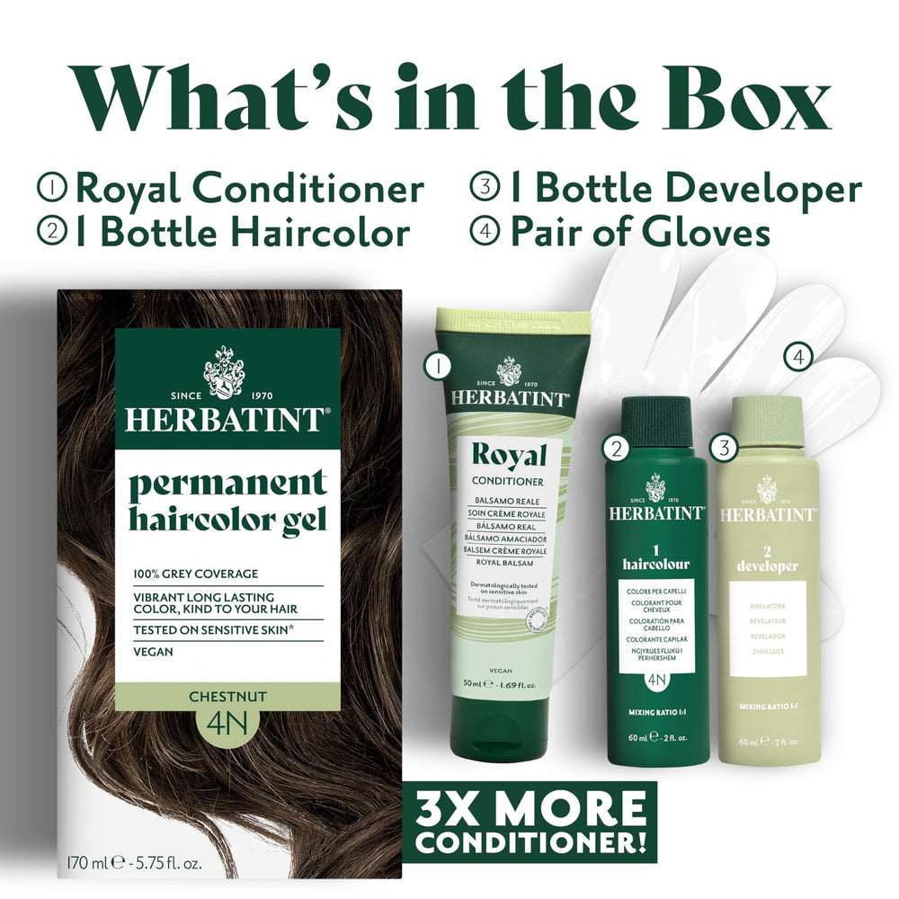 Herbatint dyed hair in natural-tone detail demonstrates realistic 6N results.
