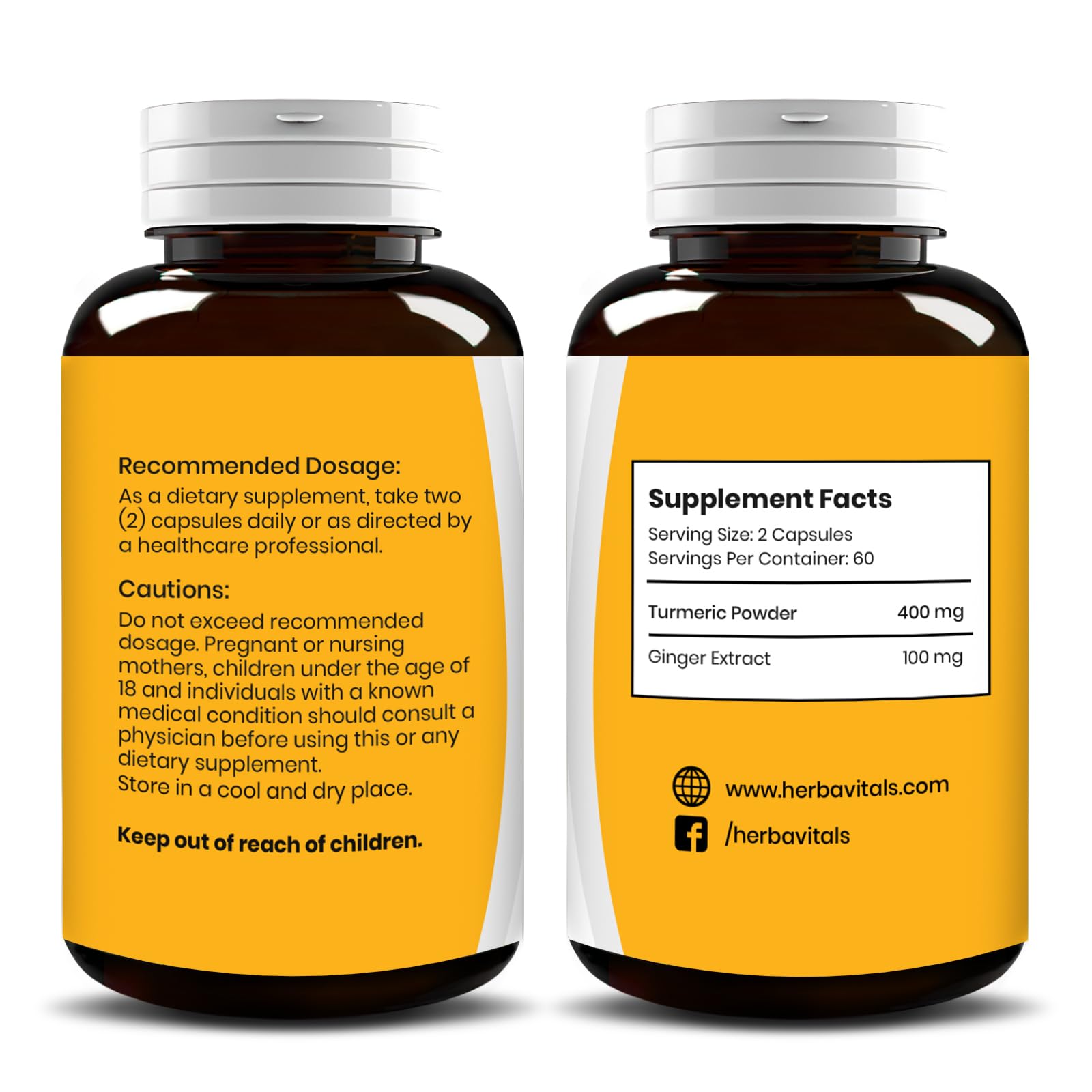 HerbaVitals turmeric and ginger roots showing natural ingredients.
