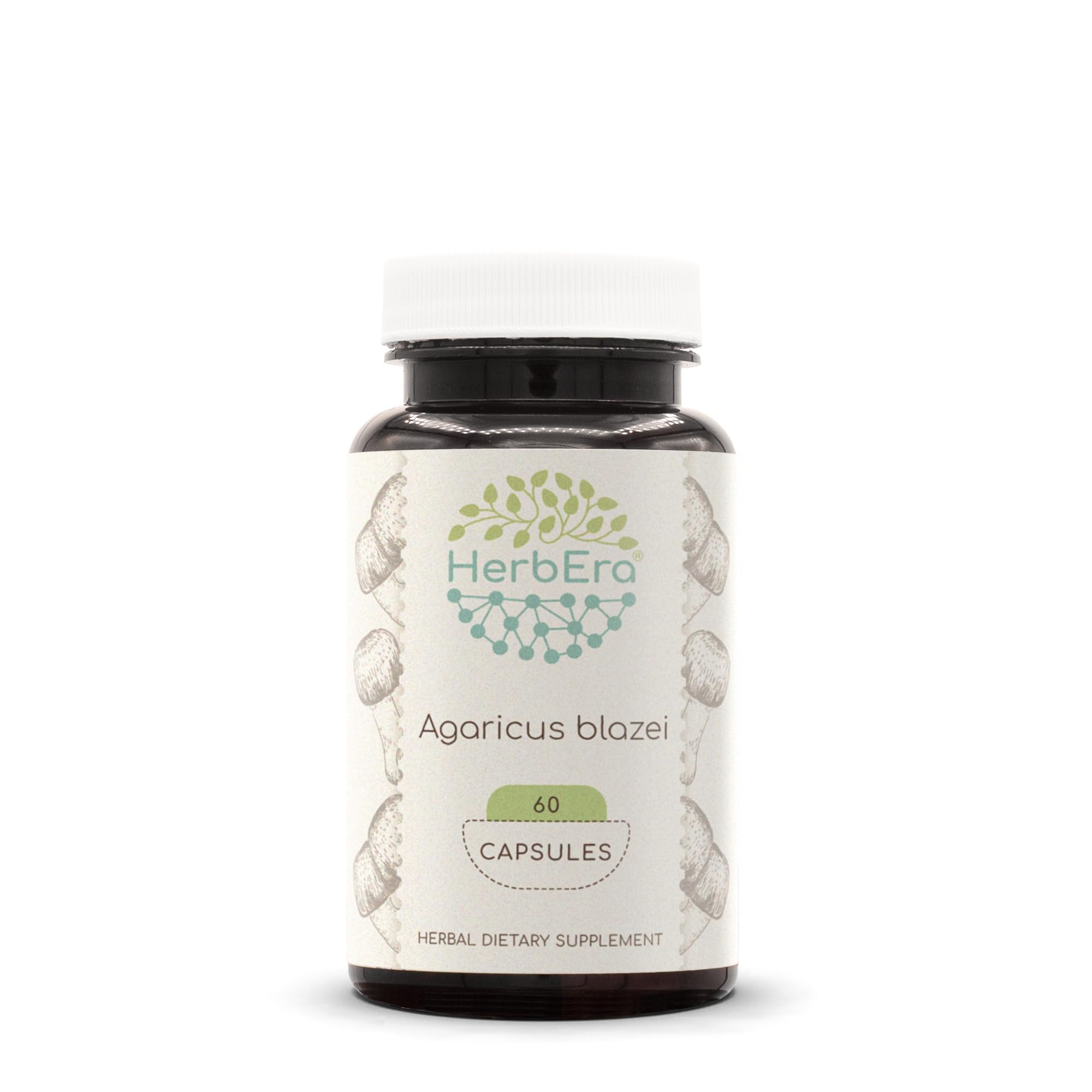 HerbEra Agaricus Blazei capsules bottle for convenient daily supplementation.