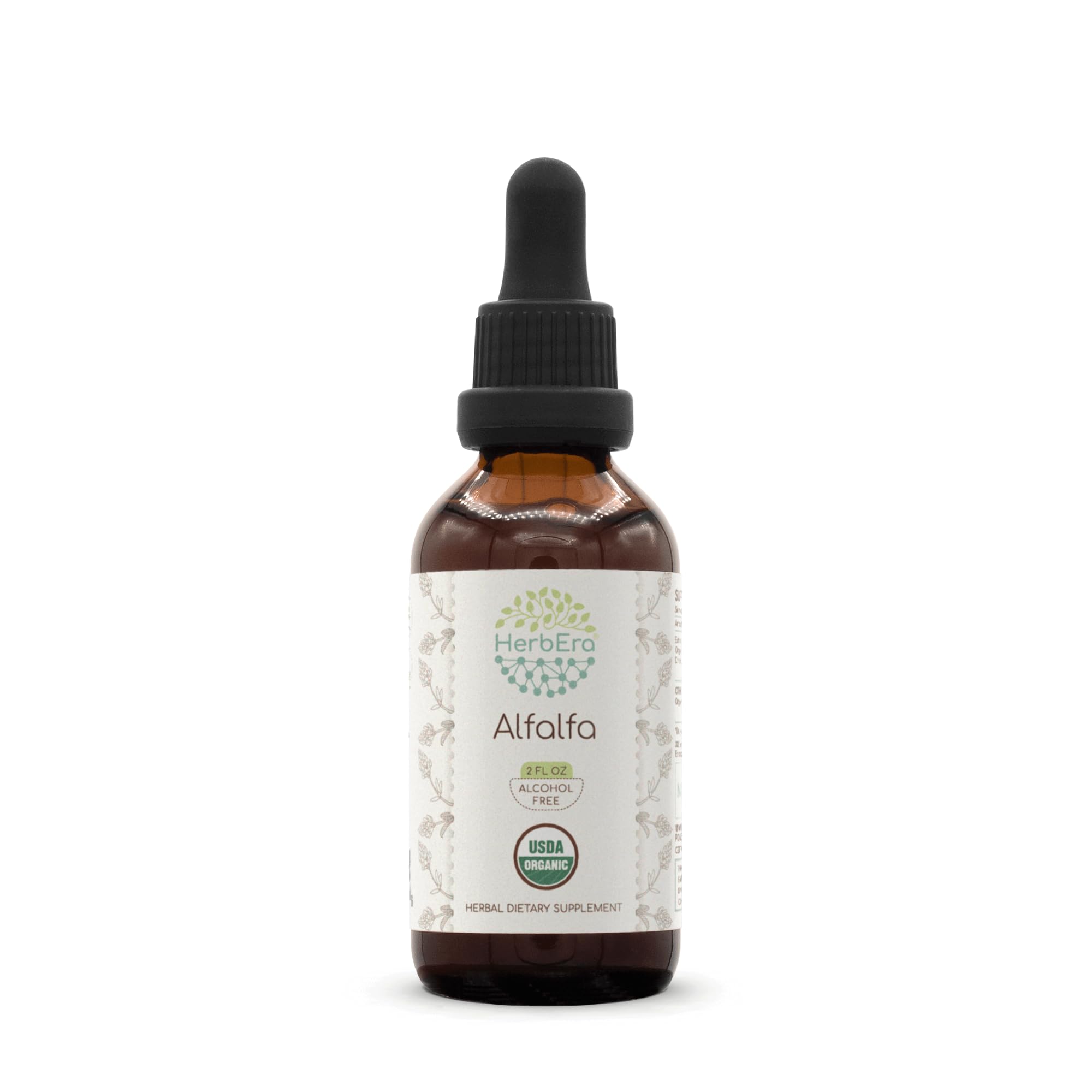 HerbEra Alfalfa B60 tincture bottle showing organic extract for daily use