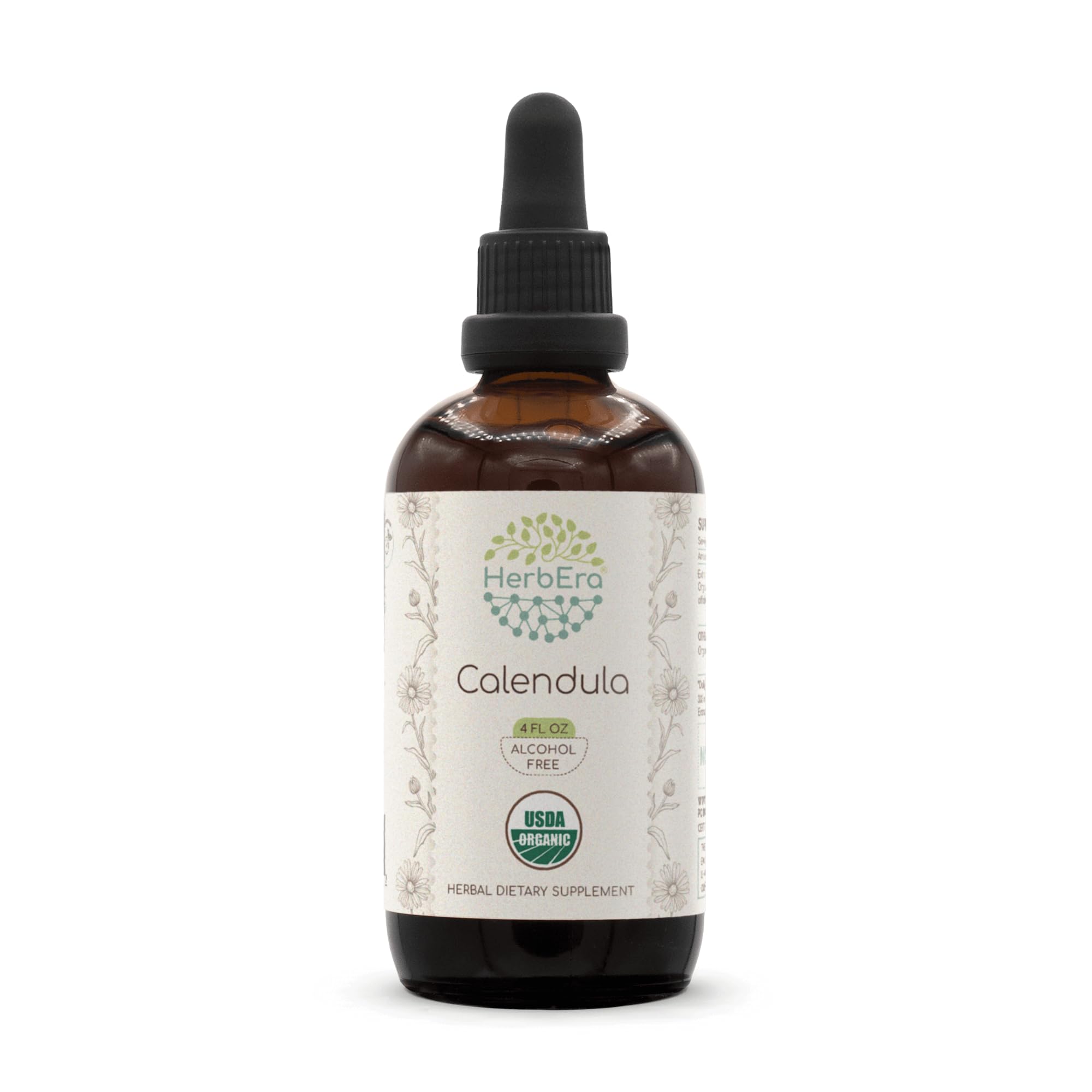 HerbEra Calendula B120 tincture bottle with organic seal and routine-friendly use