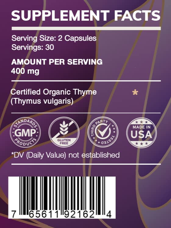 HerbEra Earth's Love Thyme capsules with packaging showing a convenient, high-potency daily option.