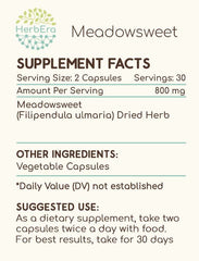HerbEra Meadowsweet capsules ready for daily wellness routine