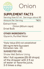HerbEra Onion B60 tincture label, authenticity badge highlights verified herb identity