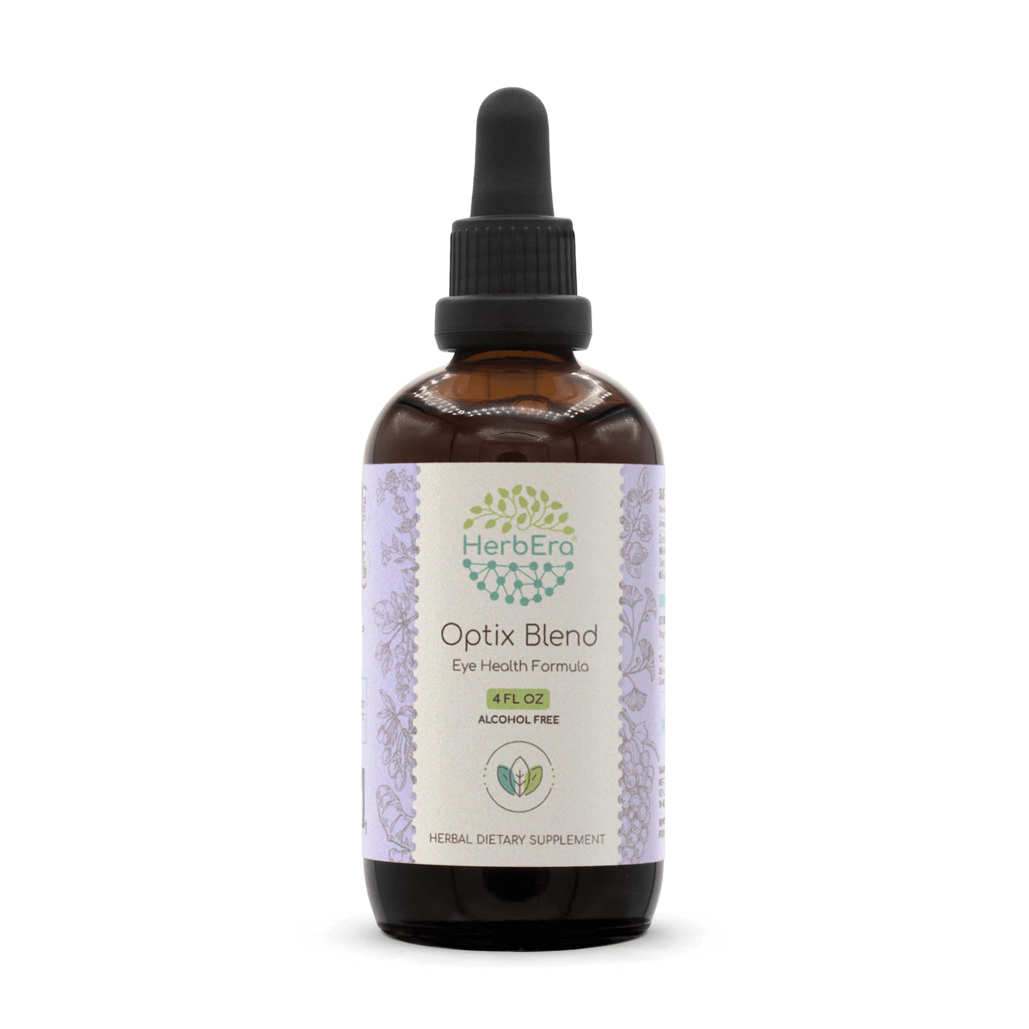 HerbEra Optix Blend B120 bilberry bottle highlights eye-support potential.
