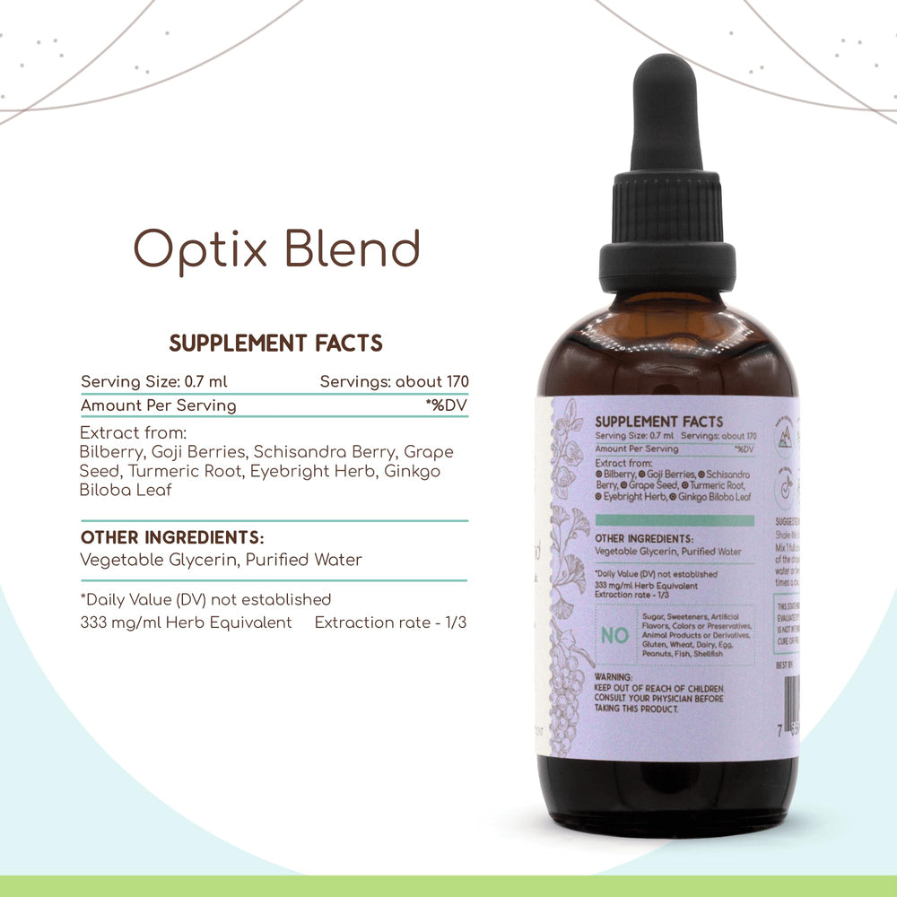 HerbEra Optix Blend B120 goji-bottle suggests daily antioxidant support for eyes.