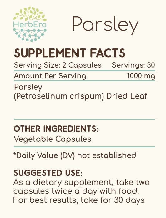 HerbEra Parsley dried leaf pack indicating premium herb sourcing