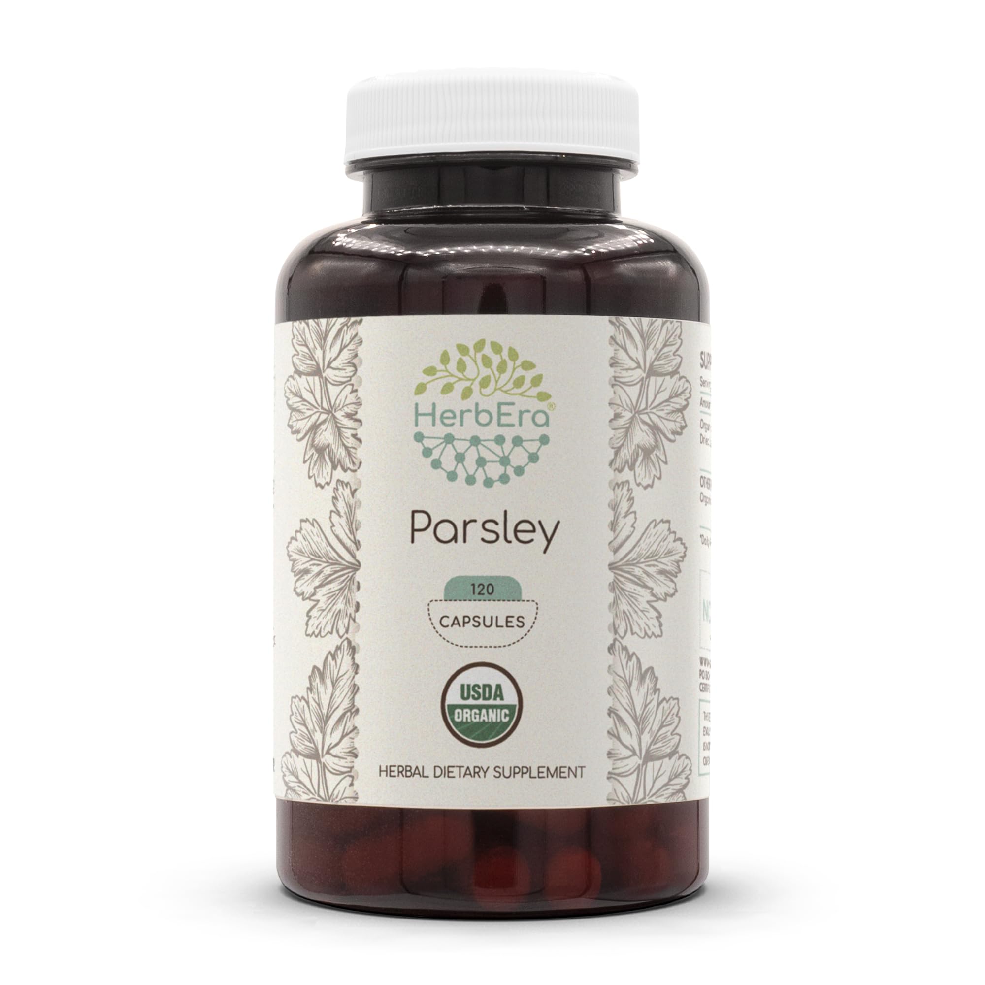 HerbEra parsley organic capsules bottle for daily wellness