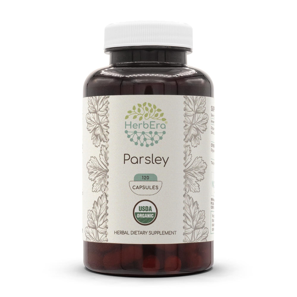 HerbEra parsley organic capsules bottle for daily wellness