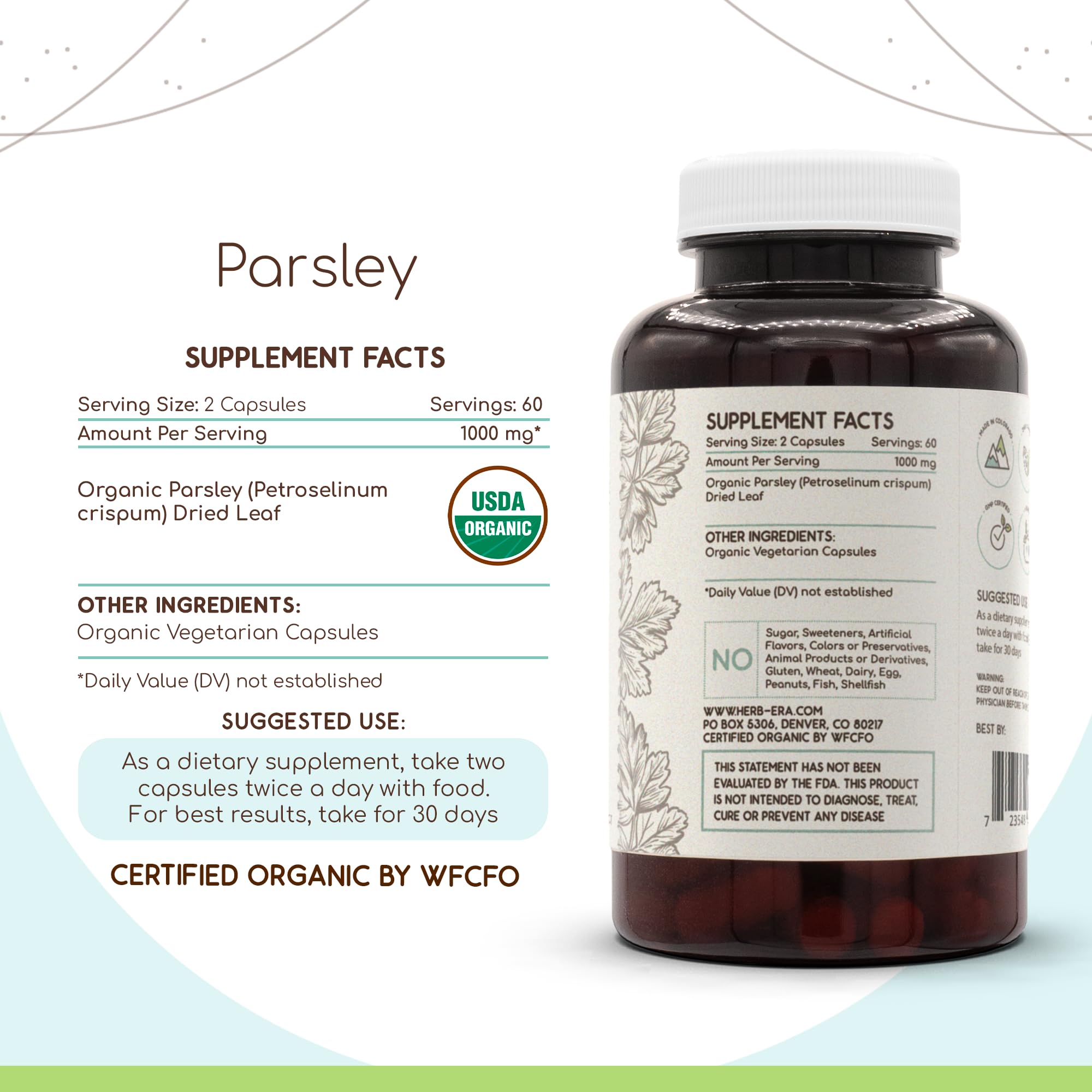 HerbEra parsley vegetarian capsules packaging for convenient use