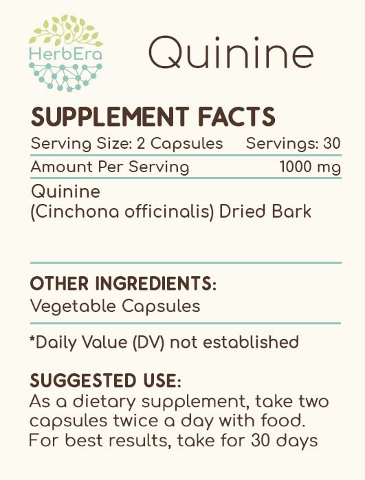 HerbEra Quinine dried bark packaging highlighting wildcrafted origin