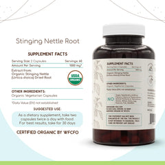 HerbEra USDA Organic label close-up indicating quality and organic nettle root.