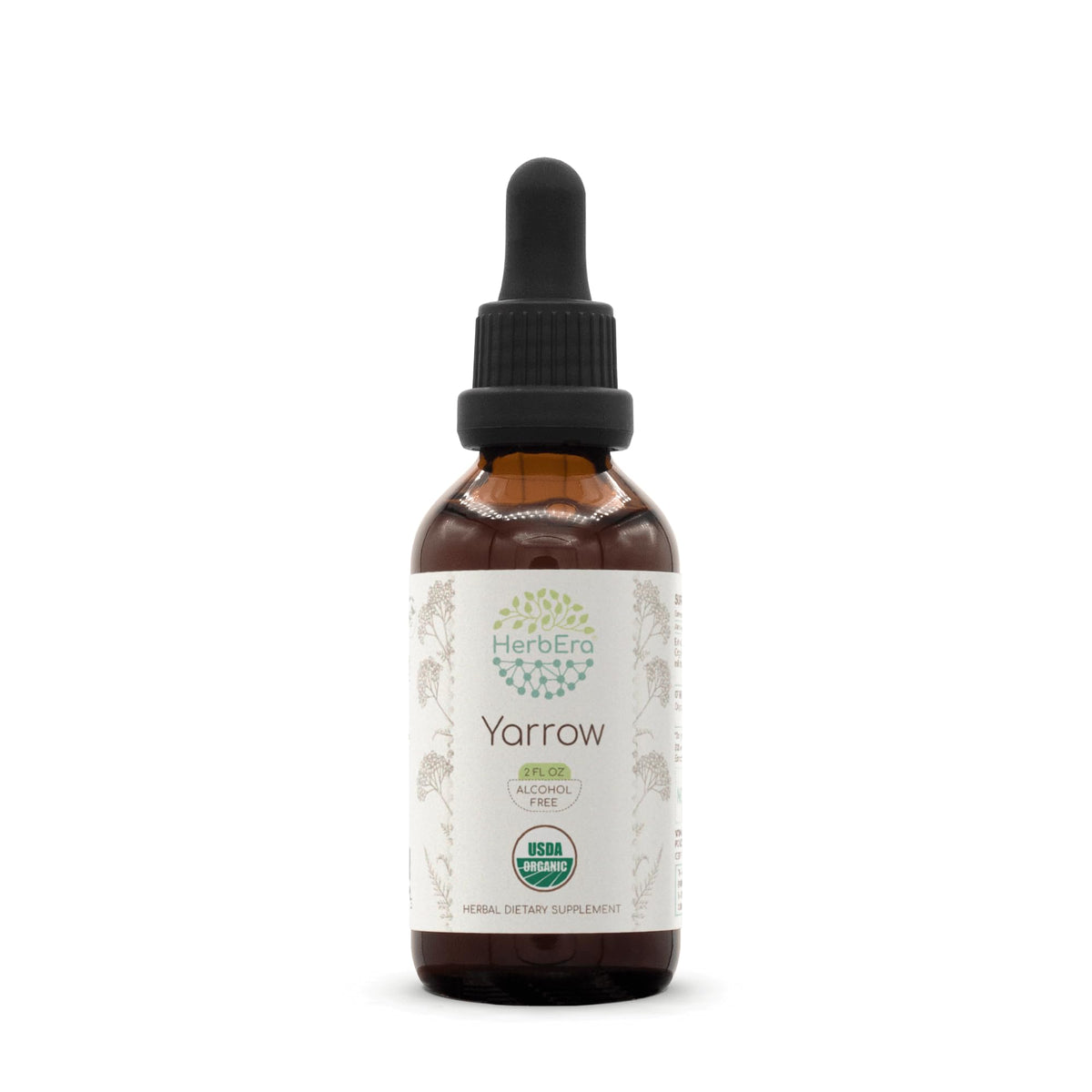 HerbEra Yarrow tincture bottle with alcohol-free formula for everyday use.