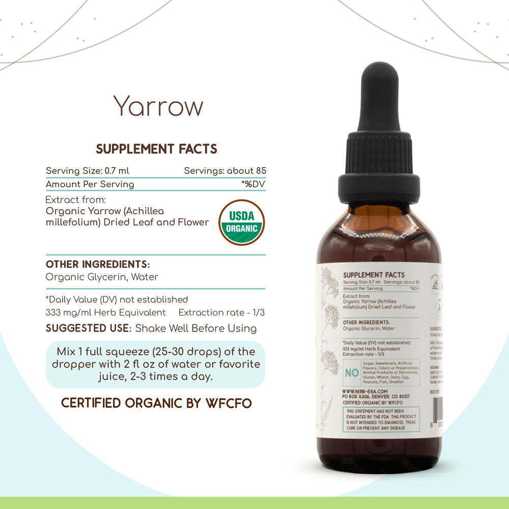 HerbEra Yarrow tincture dropper ready for precise, controlled dosing.