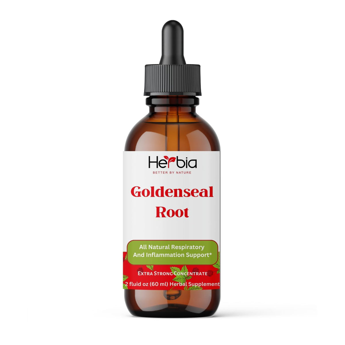 HERBIA Goldenseal Root Extract bottle shows organic roots for daily clean support