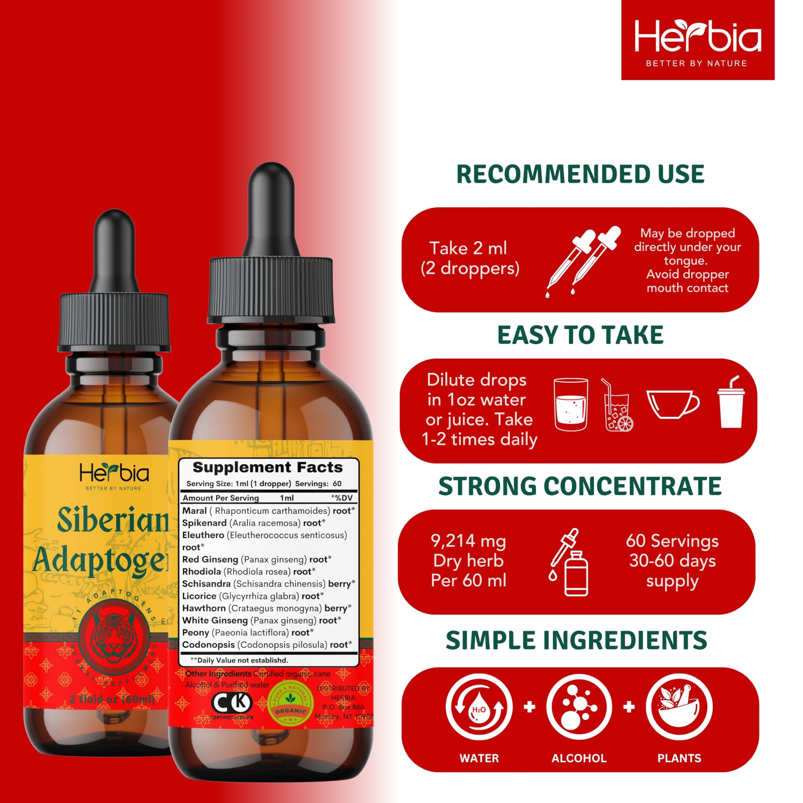 HERBIA drops dispense from a pipette for quick absorption and convenience
