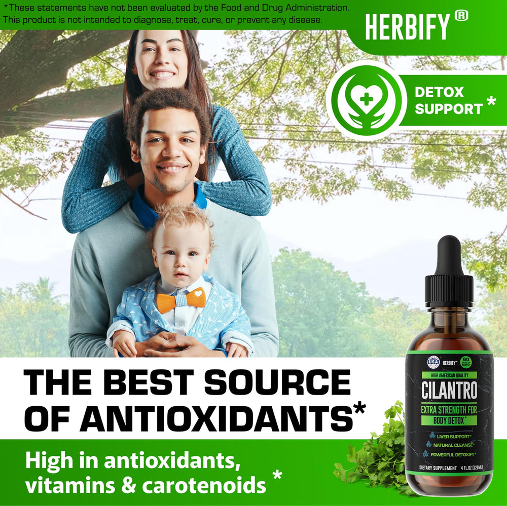 HERBIFY cilantro extract close-up notes carotenoids like beta-carotene for skin-friendly benefits.