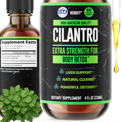 HERBIFY Cilantro Tincture bottle highlighting antioxidant-rich cilantro extract for daily wellness.