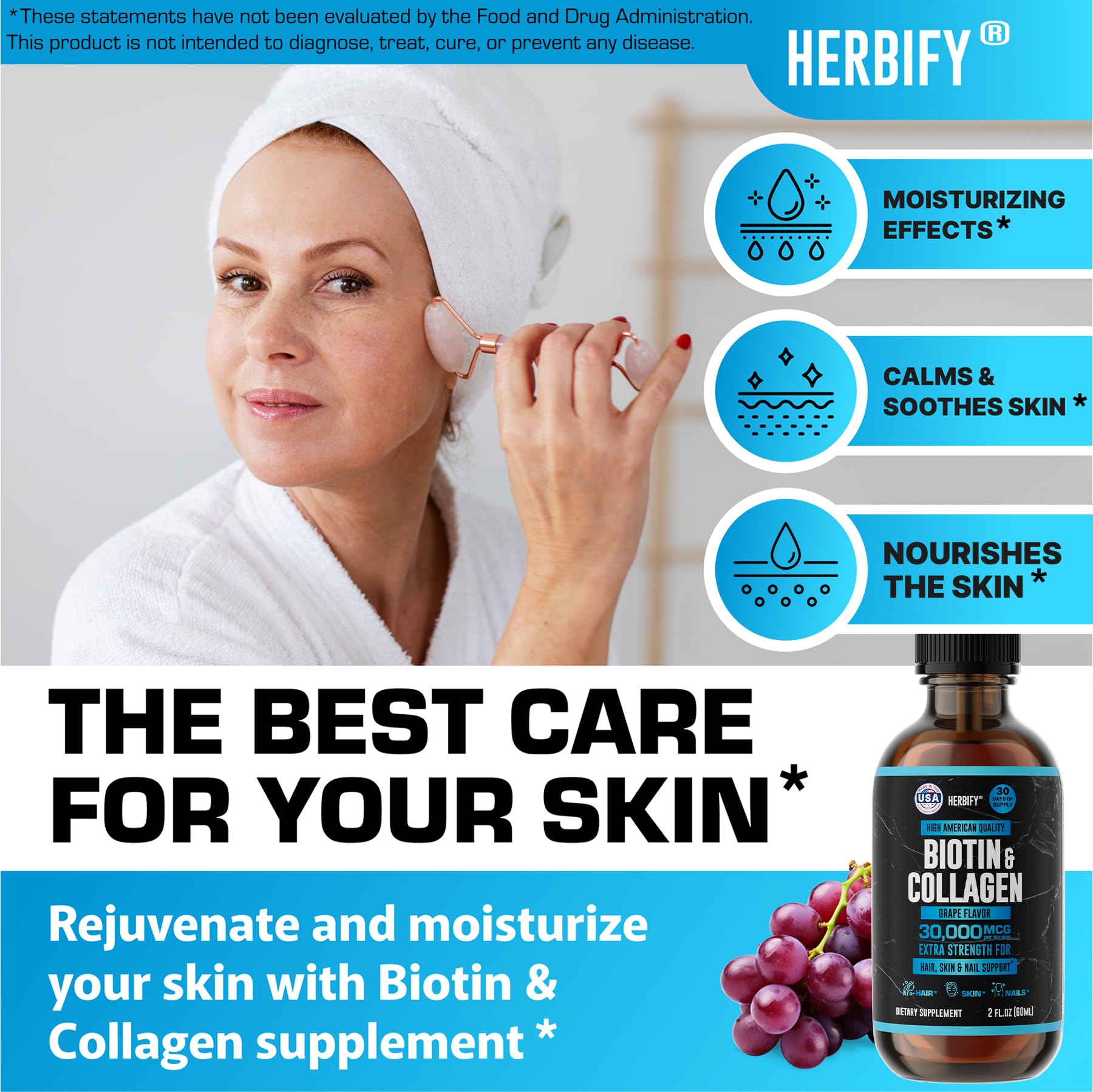HERBIFY collagen biotin liquid nail closeup showing strong nails