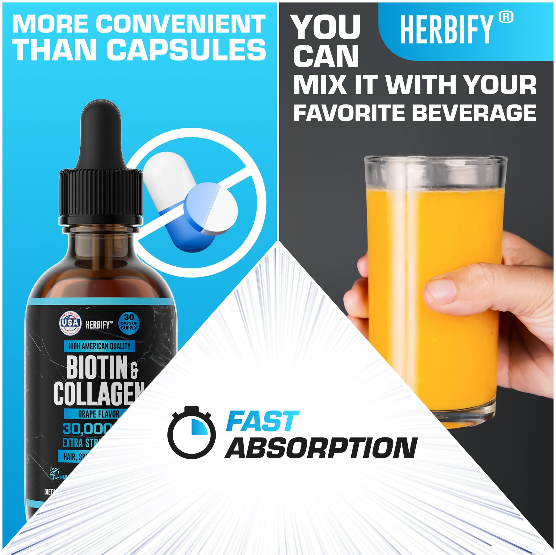 HERBIFY USA-made label on bottle highlighting quality and origin