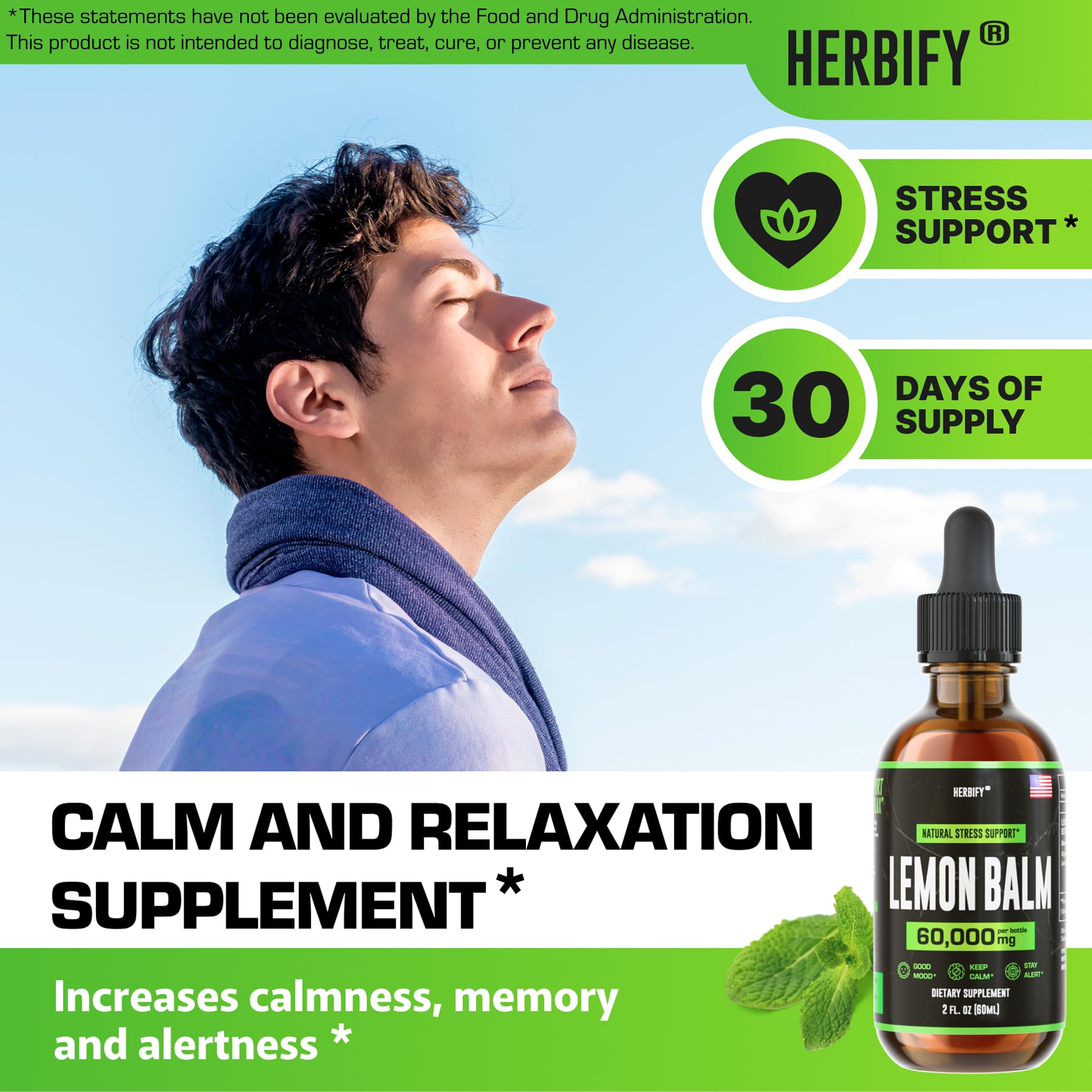 HERBIFY Lemon Balm Tincture dropper ready for a gentle calming ritual