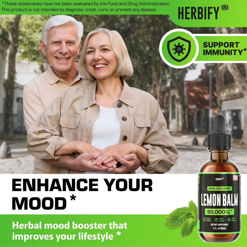 HERBIFY Lemon Balm Tincture label emphasizes USA-made quality