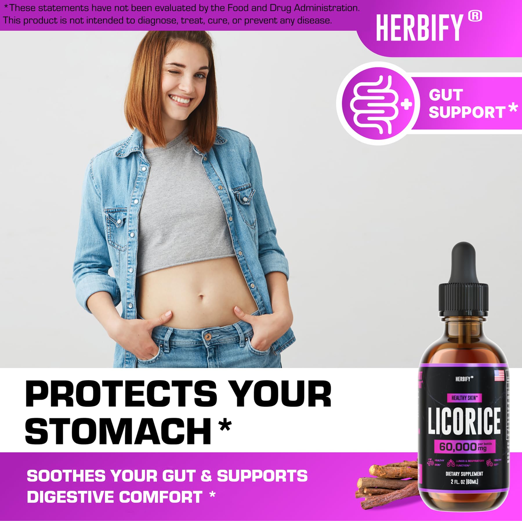 HERBIFY licorice root extract ingredients list shows pure components.