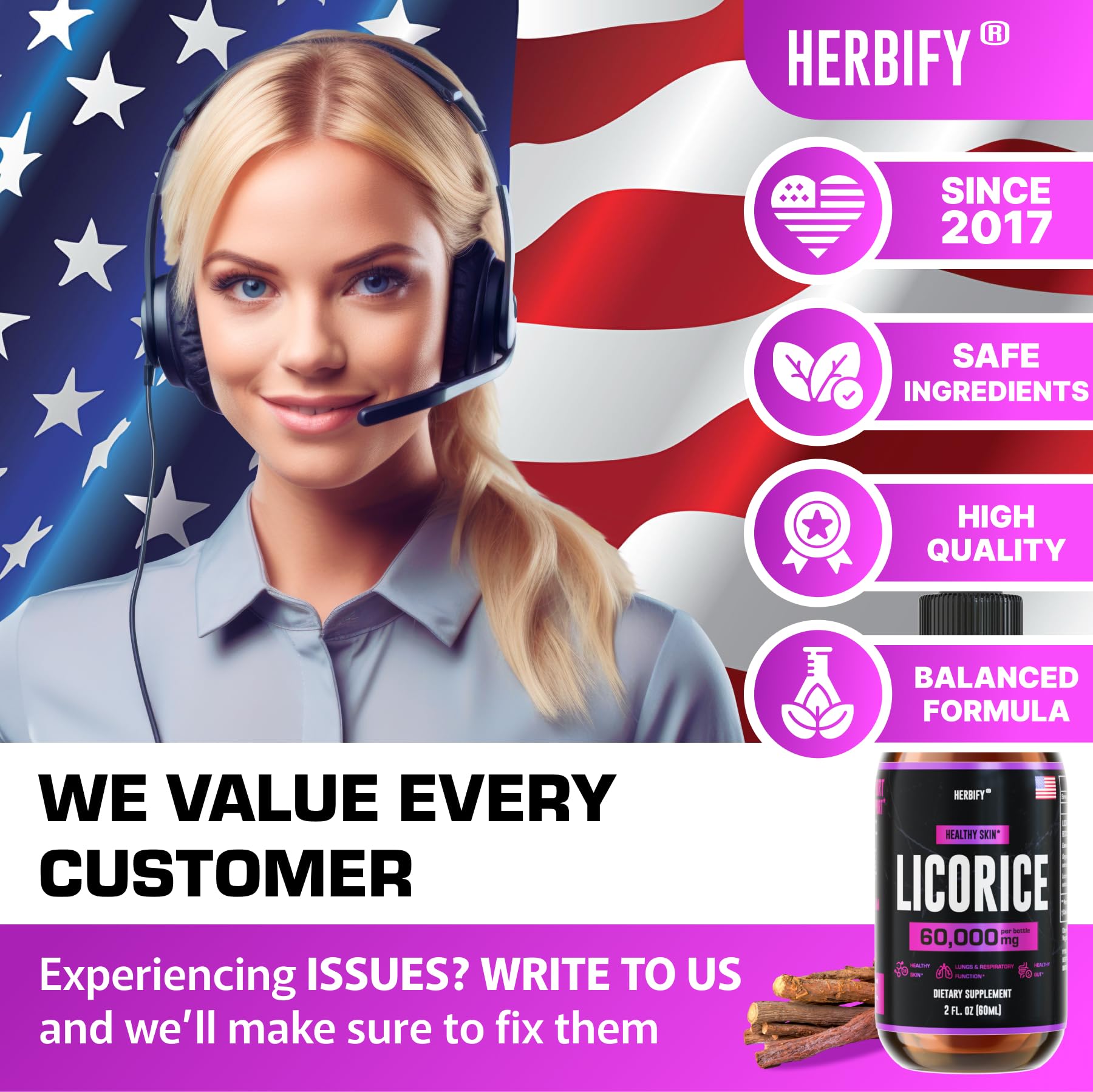 HERBIFY licorice root extract ready to mix with drinks.