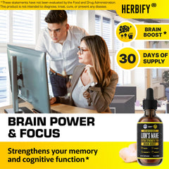 HERBIFY Lions Mane drops pour shot demonstrates easy dosing for focus and mood support