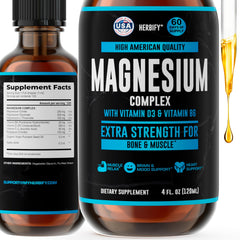 HERBIFY Magnesium Complex Drops bottle for daily mood balance and muscle support.