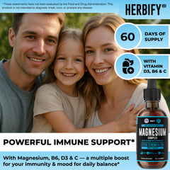 HERBIFY Magnesium Complex Drops dropper delivering fast-absorbing magnesium for calm focus.
