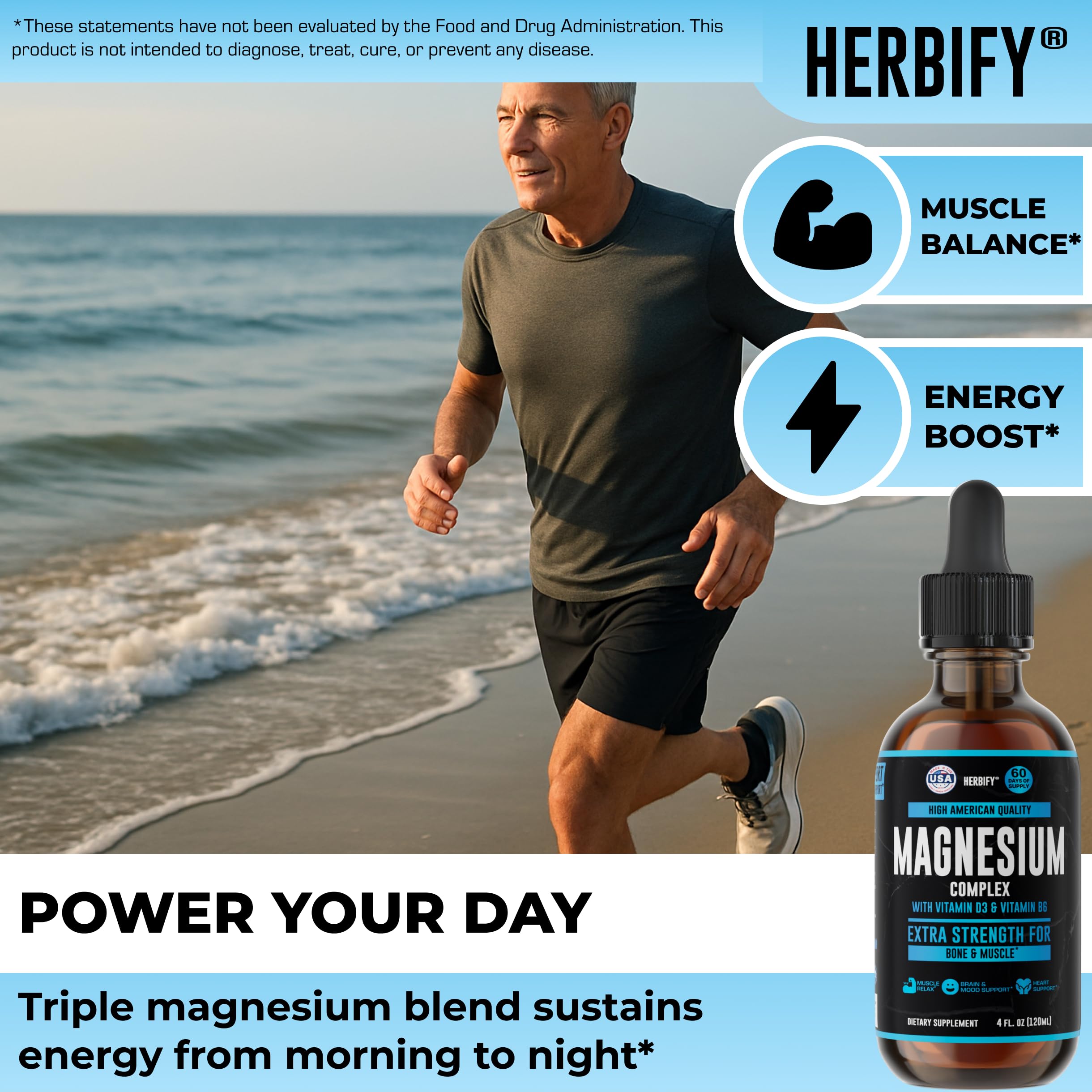 HERBIFY Magnesium Complex Drops pour showcases liquid texture for on-the-go electrolyte support.