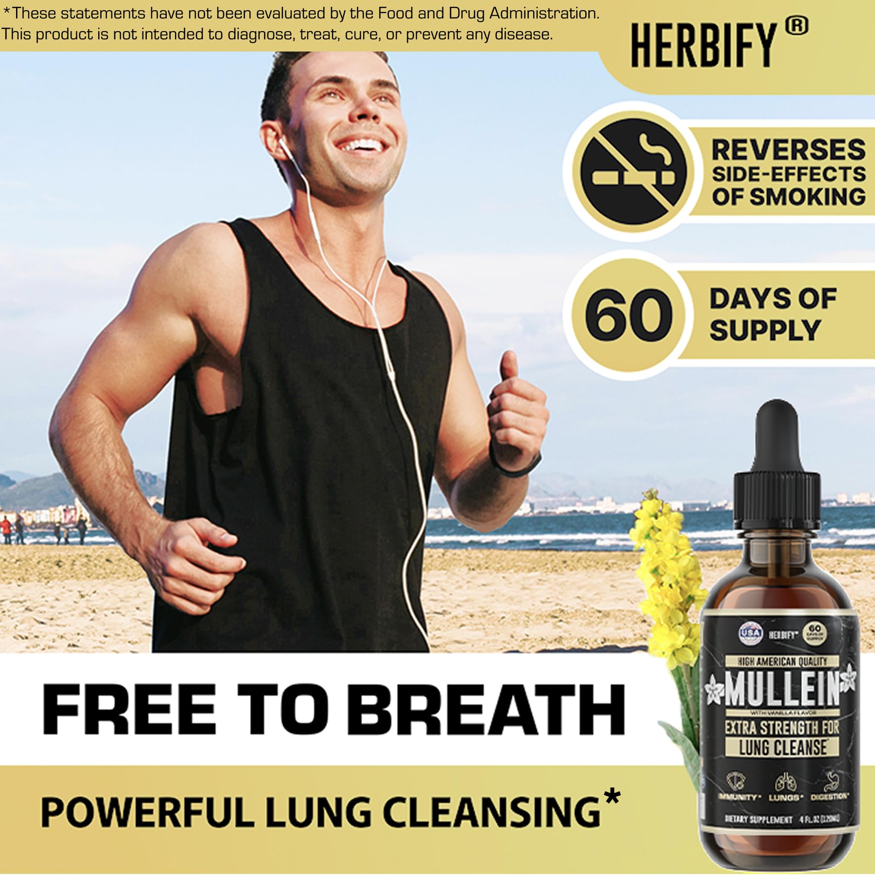 Pouring HERBIFY Mullein Drops for easy mixing with water