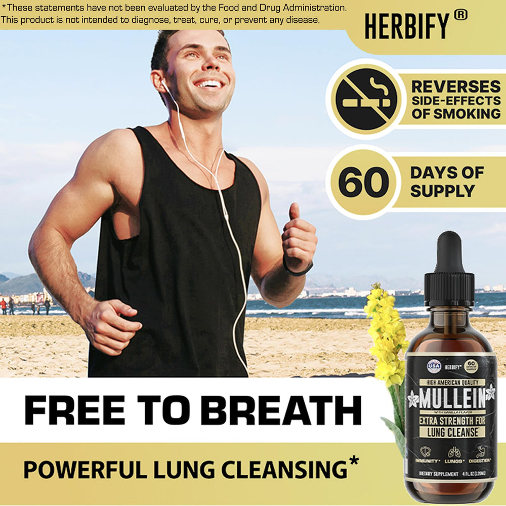 Pouring HERBIFY Mullein Drops for easy mixing with water