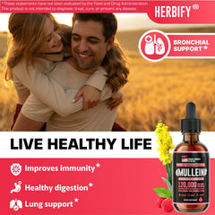Close-up of HERBIFY Mullein Drops raspberry flavor label.