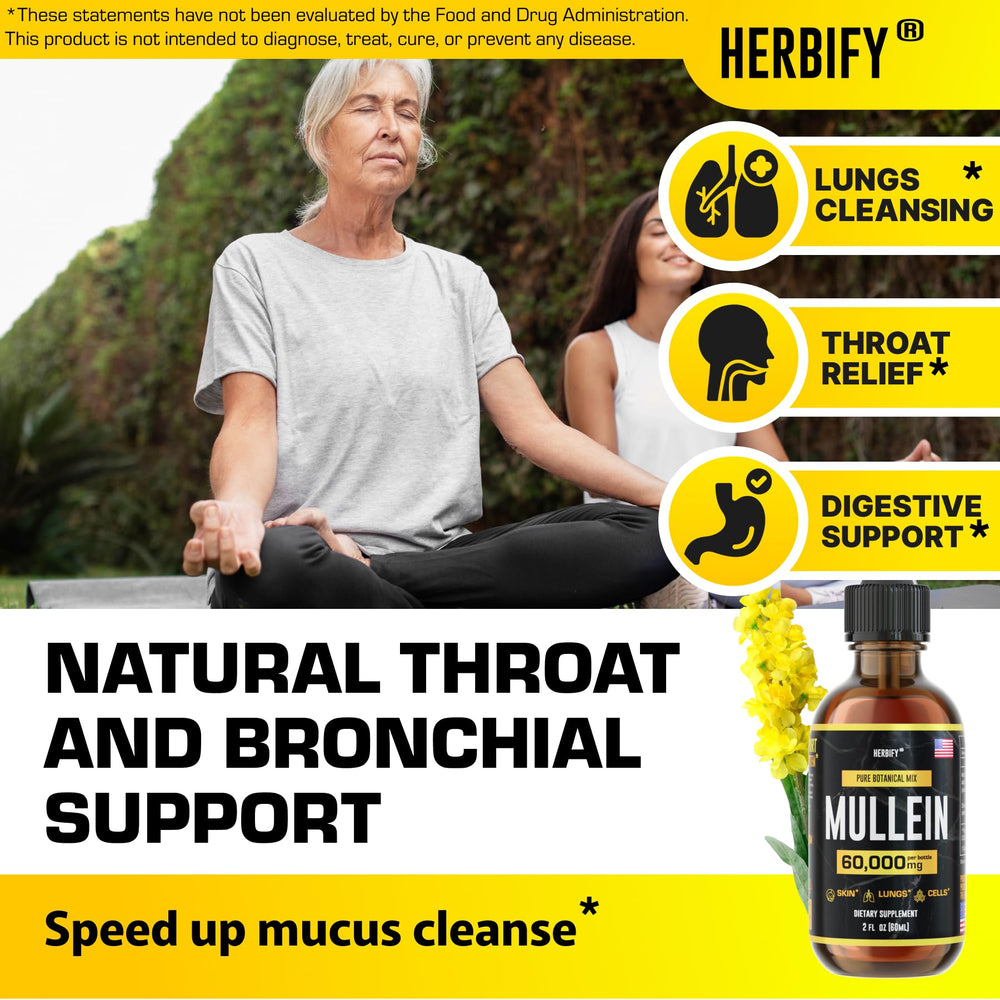HERBIFY Mullein Extract pour shows easy-to-mix with water for quick intake.