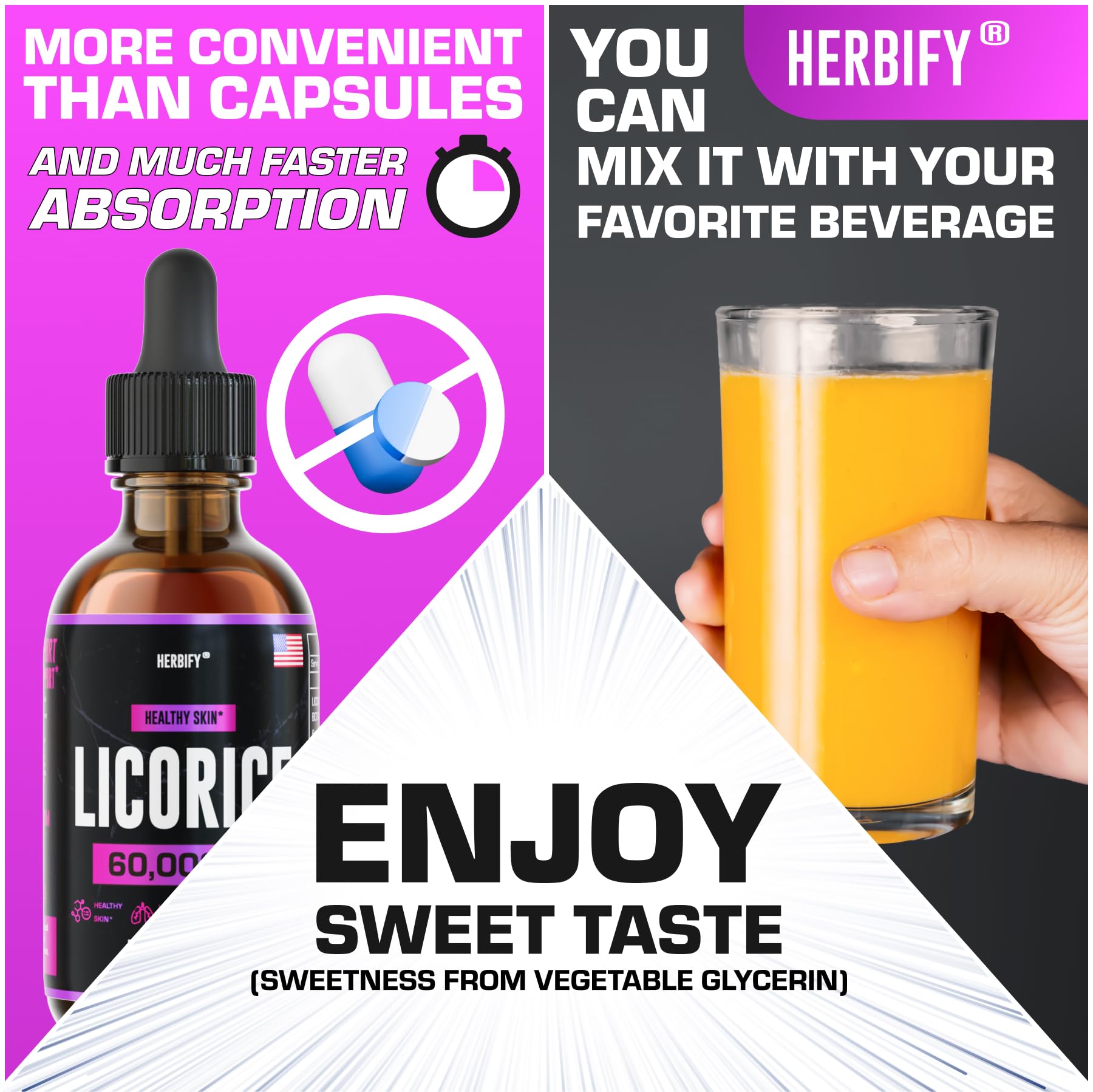 HERBIFY natural liquid with glycerin and distilled water.