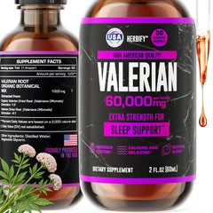 Herbify Valerian bottle pour shows easy dosing for restful evenings.