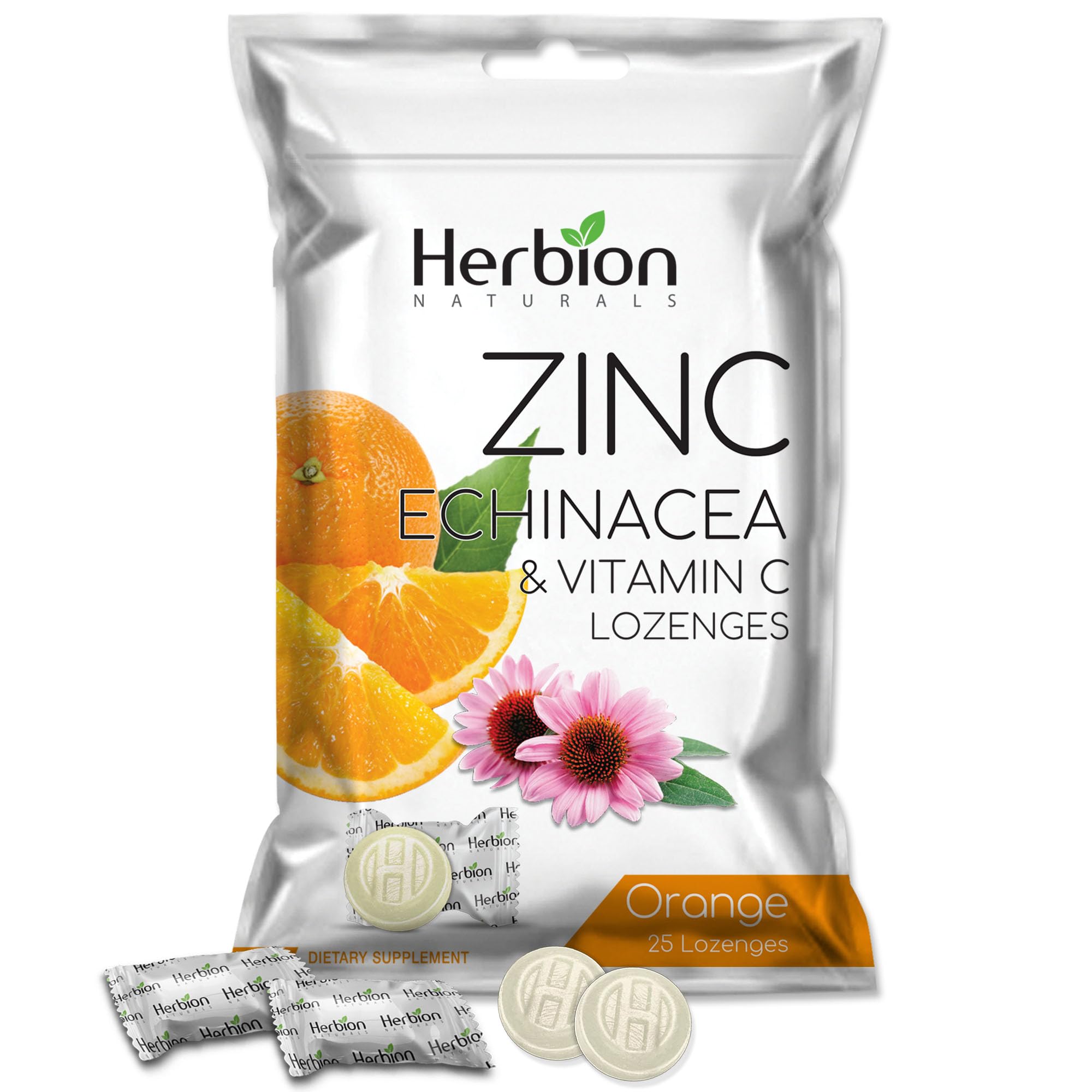 Close-up of HOLZ: HERBION lozenges texture showing candy-like consistency.