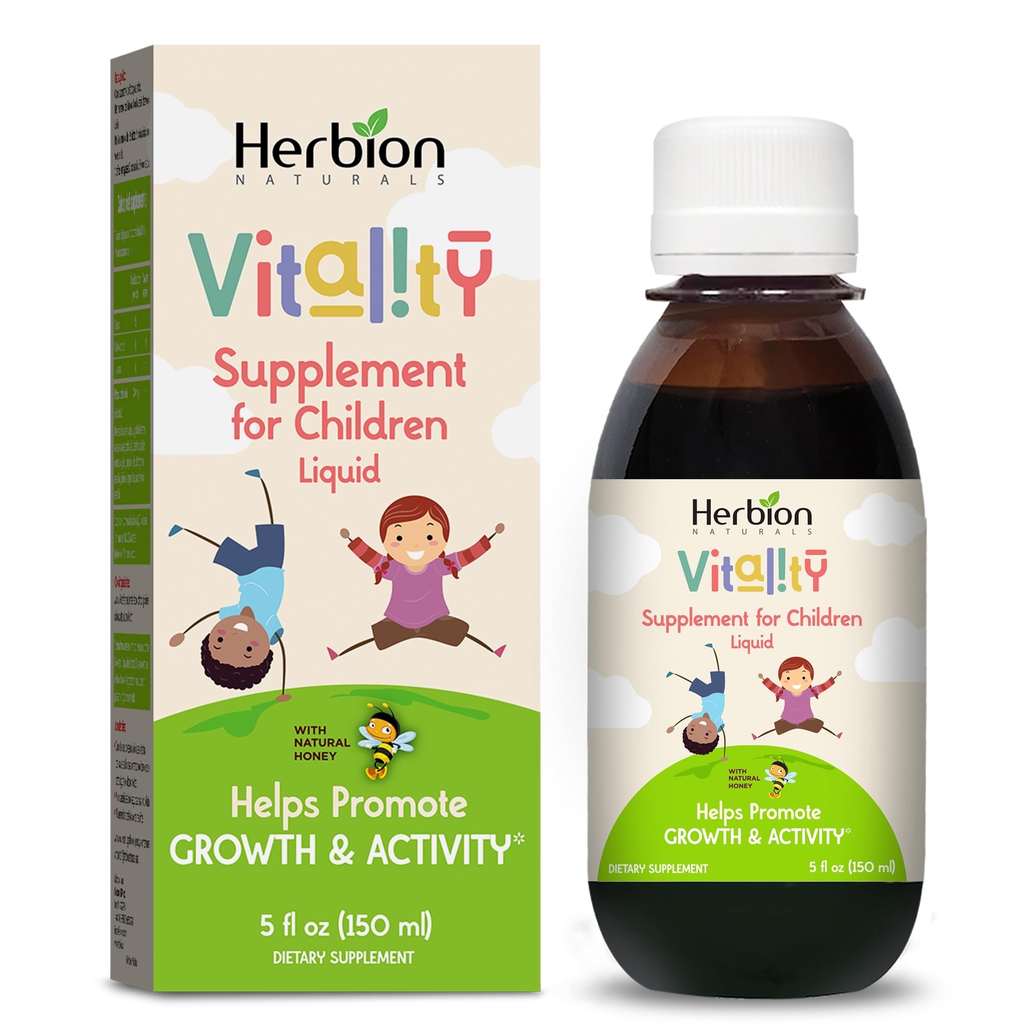 Herbion Naturals Vitalidad Niños botella, apoyo al crecimiento sano diario